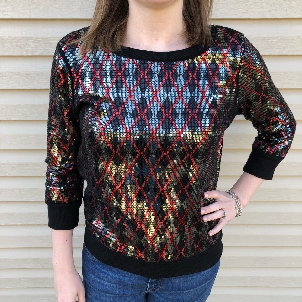 Express Sequins Scoop Neck Sweater